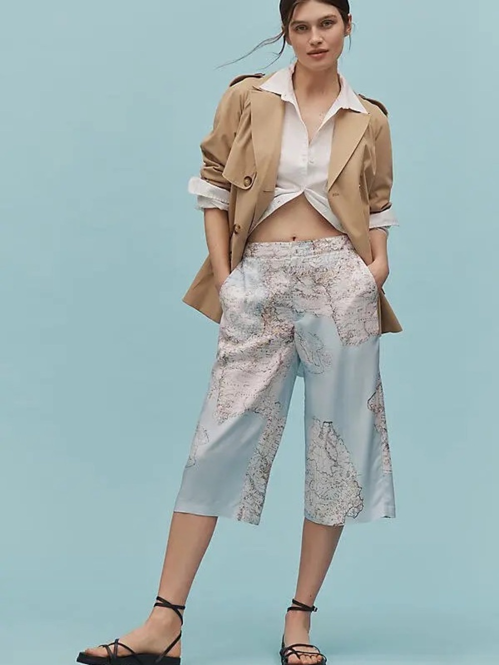 Maeve Draped Printed Gaucho Pants